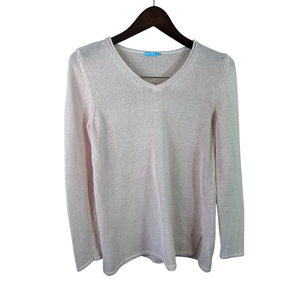 J. Mclaughlin Donovan Baby Pink Quiet Luxury V‎ Neck Sweater Medium